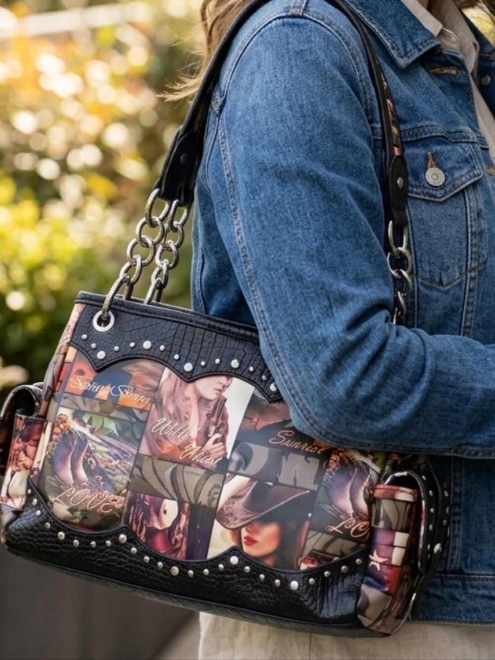 Le Miel Vegan Leather Western Studded Bag and Wallet